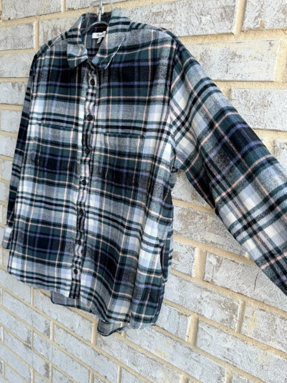 Madewell Long Sleeve Button Up Multicolor Plaid Flannel Shirt Women's Size S - Picture 5 of 8
